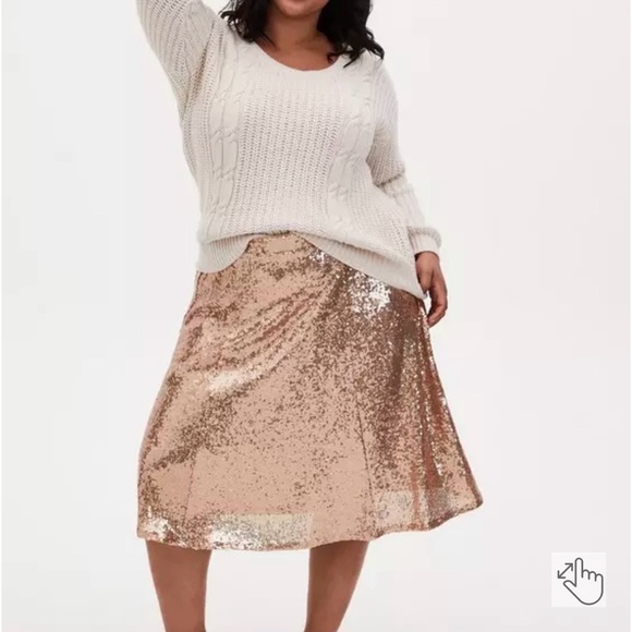 NWT Torrid SIZE 2 Gold Sequin A-line midi skirt - Picture 5 of 10